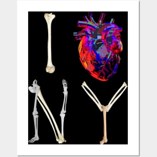 I bone NY - spooky version of I love New York with anatomical bones and art heart Posters and Art